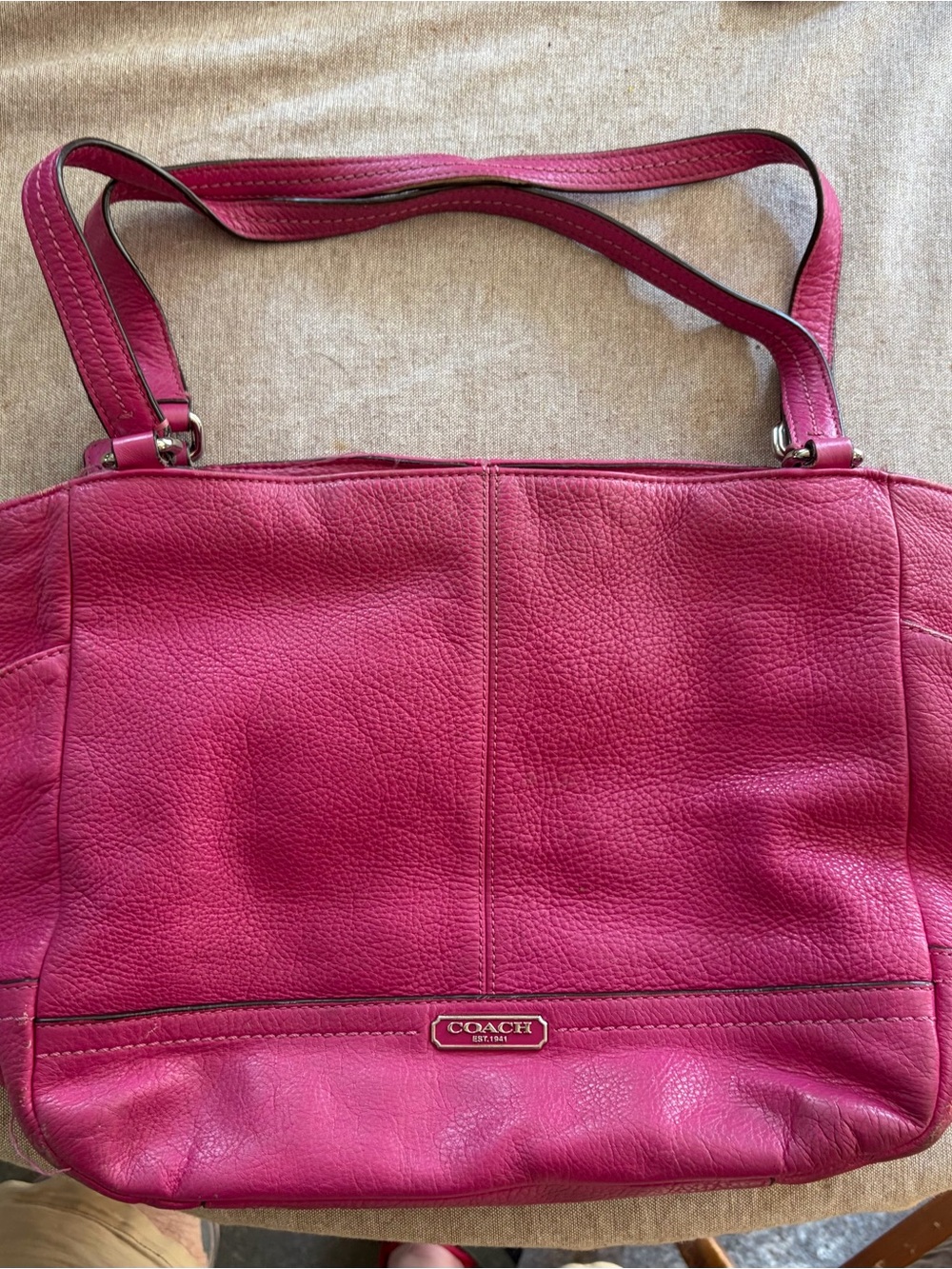 COACH Carrie Hot Pink Pebbled Leather Shoulder Bag